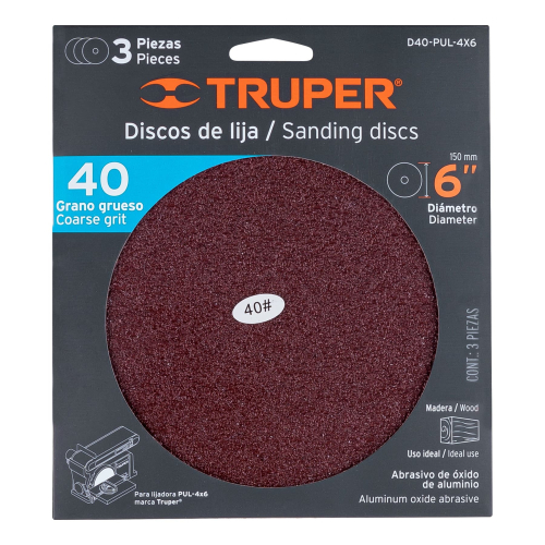 3 discos de lija 6, grano 40, para PUL-4X6T y TPN-861-2